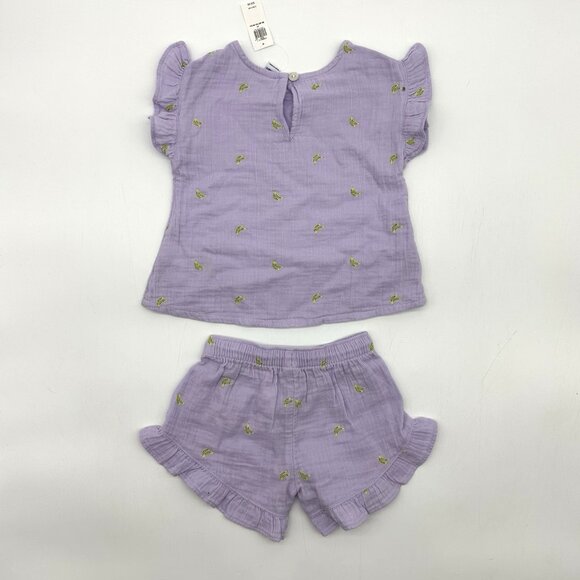 Old Navy Baby's Size 3T Purple Banana Short-Sleeve Ruffled Top & Shorts Set NWT - Picture 6 of 6